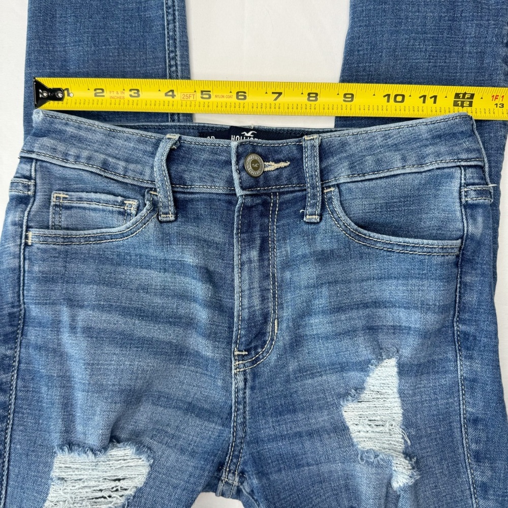 Hollister High Rise Crop Super Skinny Jeans Distressed Raw Hem 25” - Picture 10 of 17